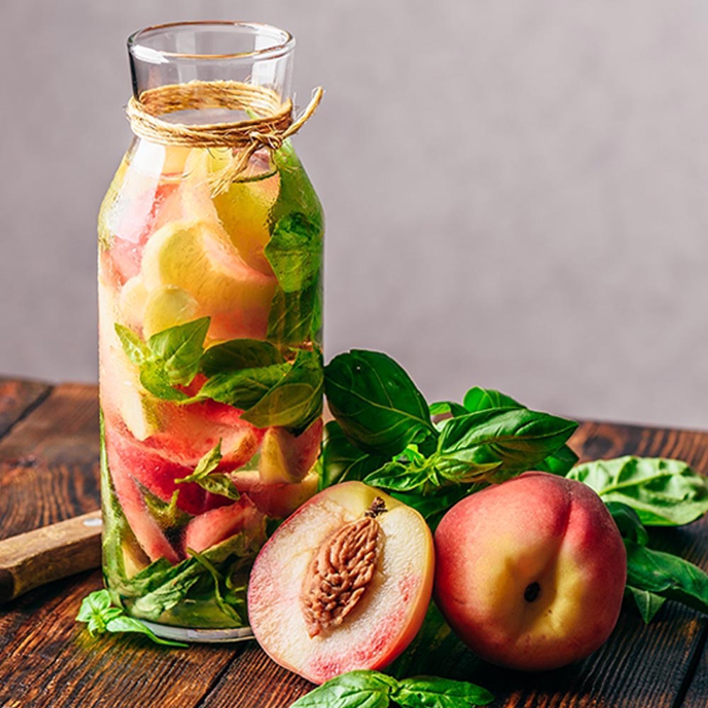 Peach Basil Bourbon Smash