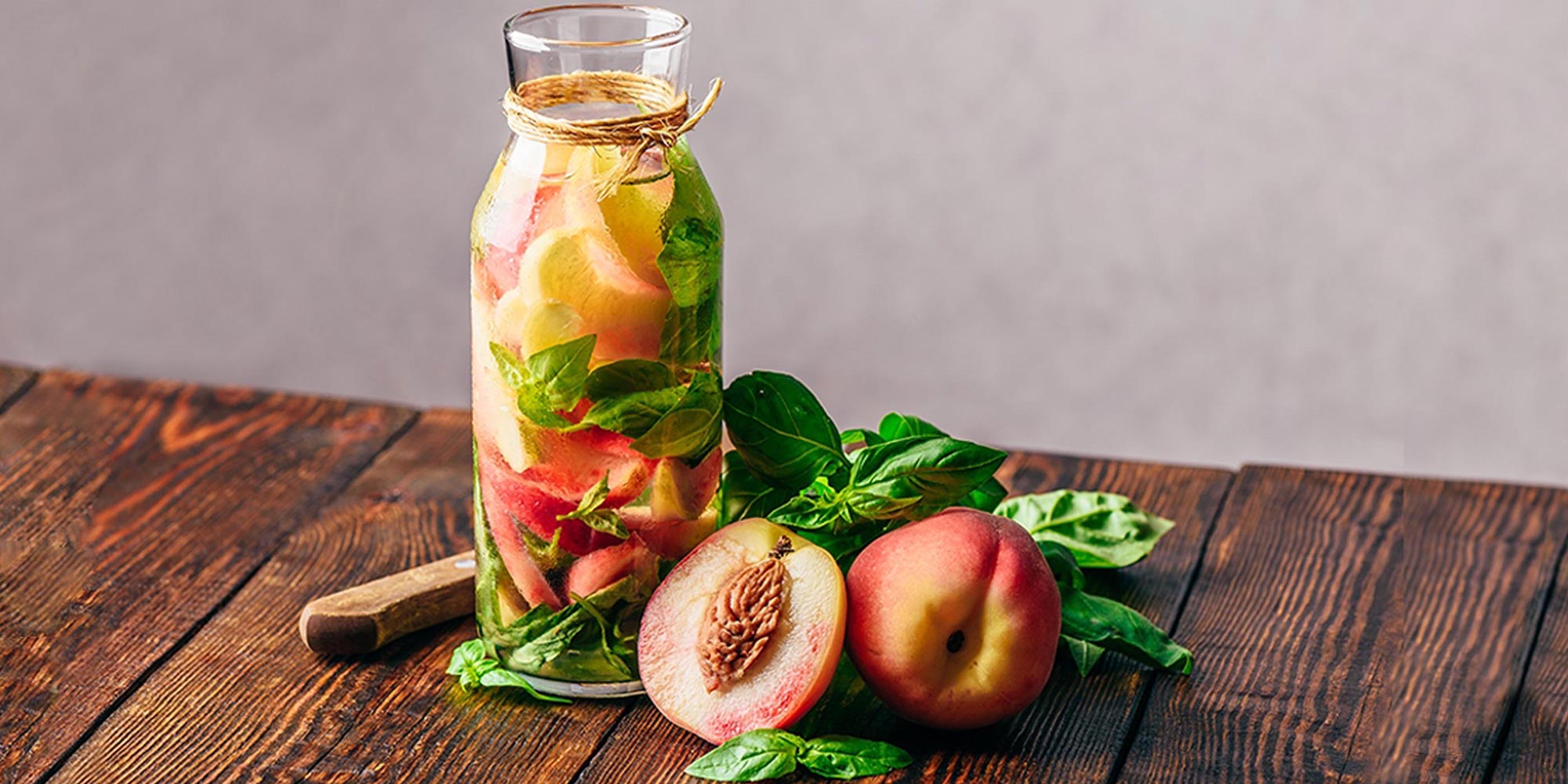 Peach Basil Bourbon Smash