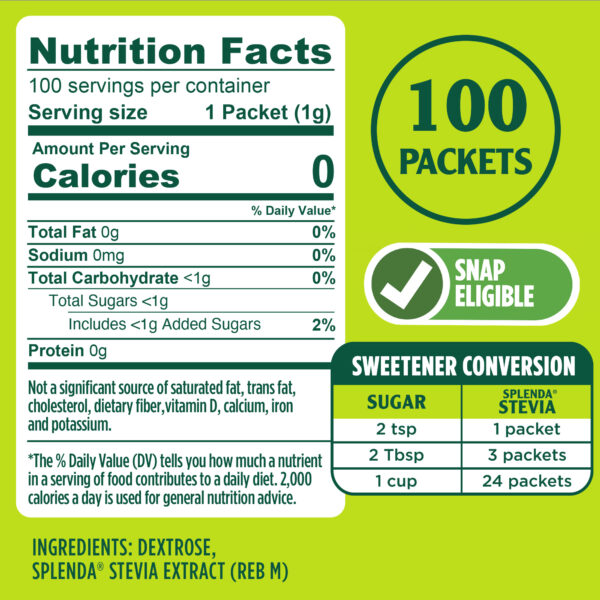 Splenda Stevia Packets - Nutrition