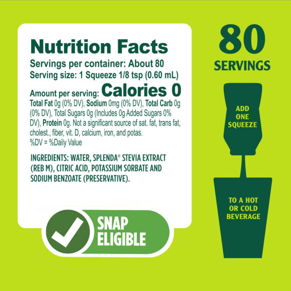 Splenda U.S. Grown Stevia Liquid Sweetener Large - Nutrition