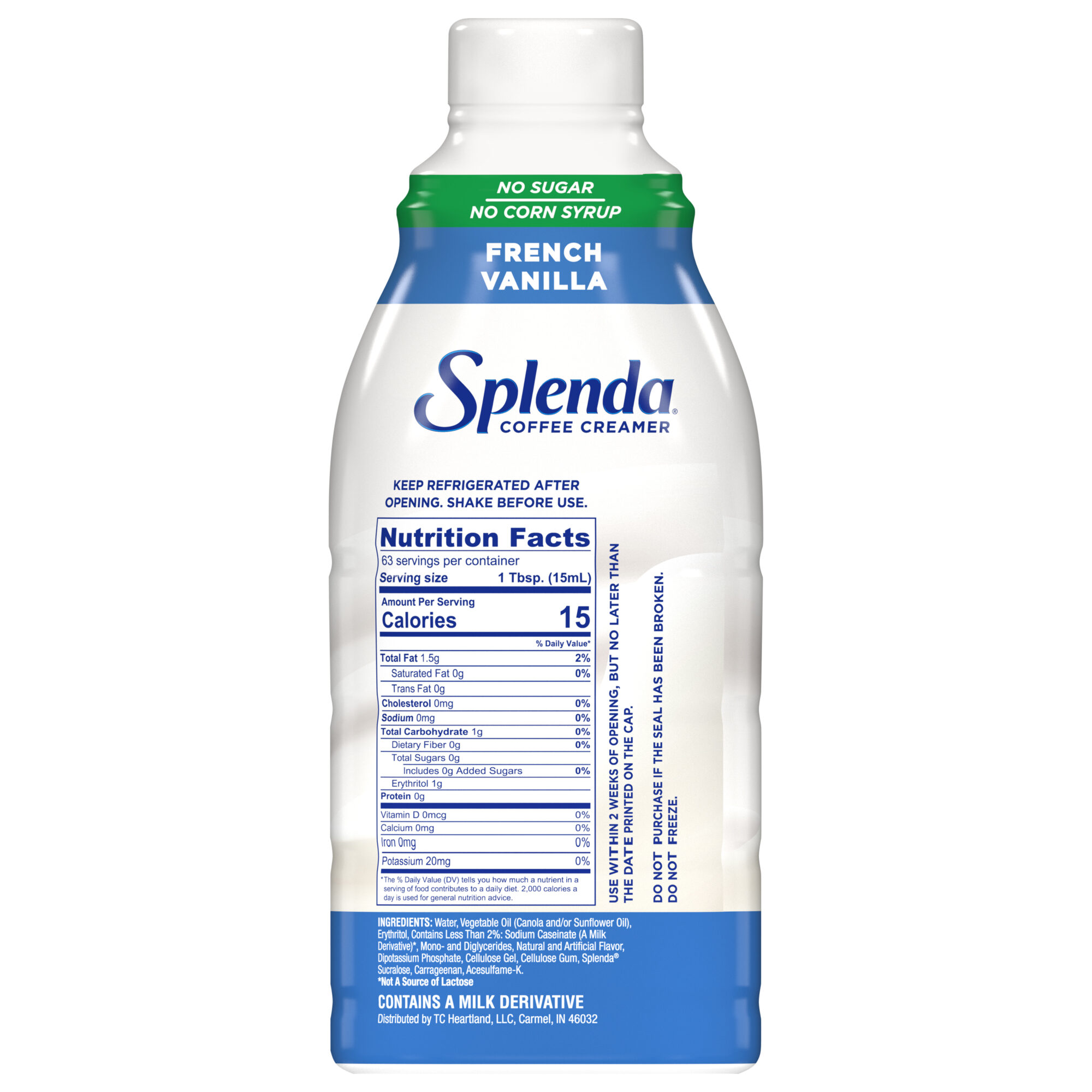 Splenda Coffee Creamer - French Vanilla, 32oz. Bottle - Back