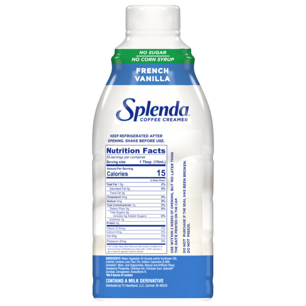Splenda Coffee Creamer - French Vanilla, 32oz. Bottle - Back