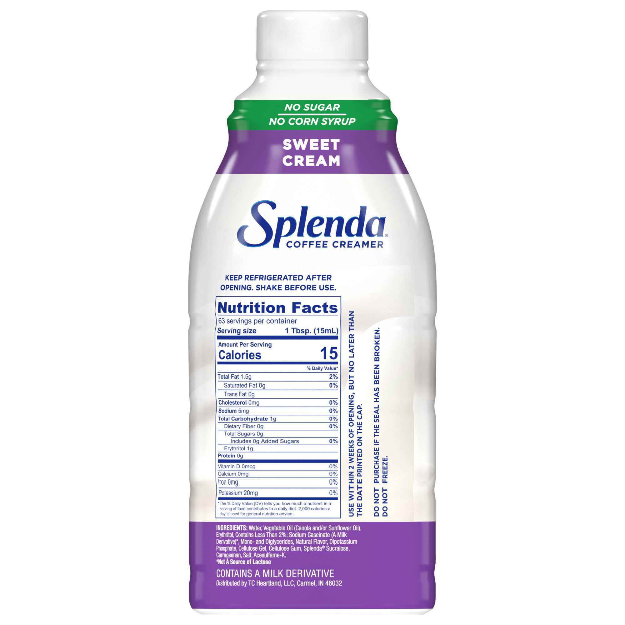 Splenda Coffee Creamer - Sweet Cream, 32oz. Bottle - Back