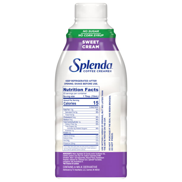Splenda Coffee Creamer - Sweet Cream, 32oz. Bottle - Back