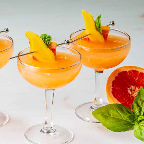 Ginger Basil Grapefruit Mimosa Mocktail