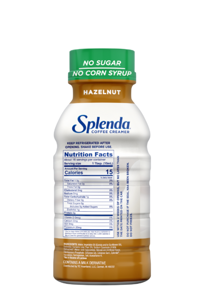 Splenda Coffee Creamer - Hazelnut, 8oz. Bottle - Back