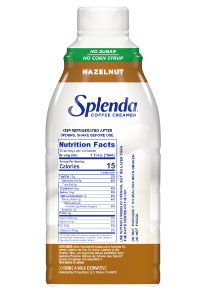 Splenda Hazelnut Coffee Creamer - Back