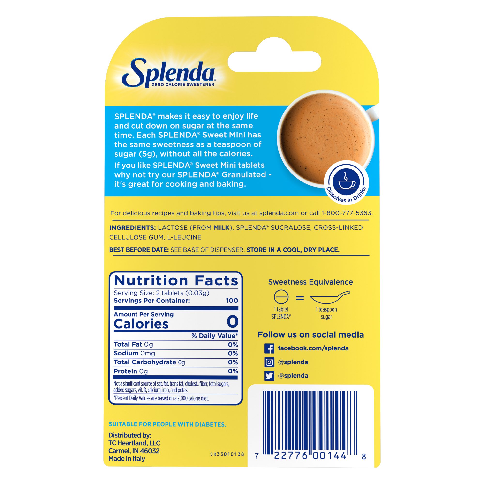 Splenda® Sweetener Minis Nutrition