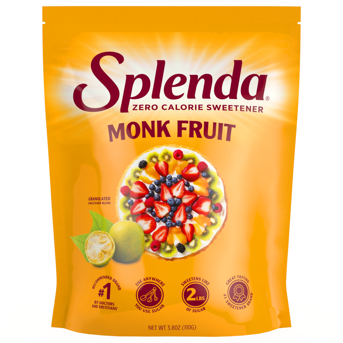 Splenda Monk Fruit Sweetener Pouch - Front