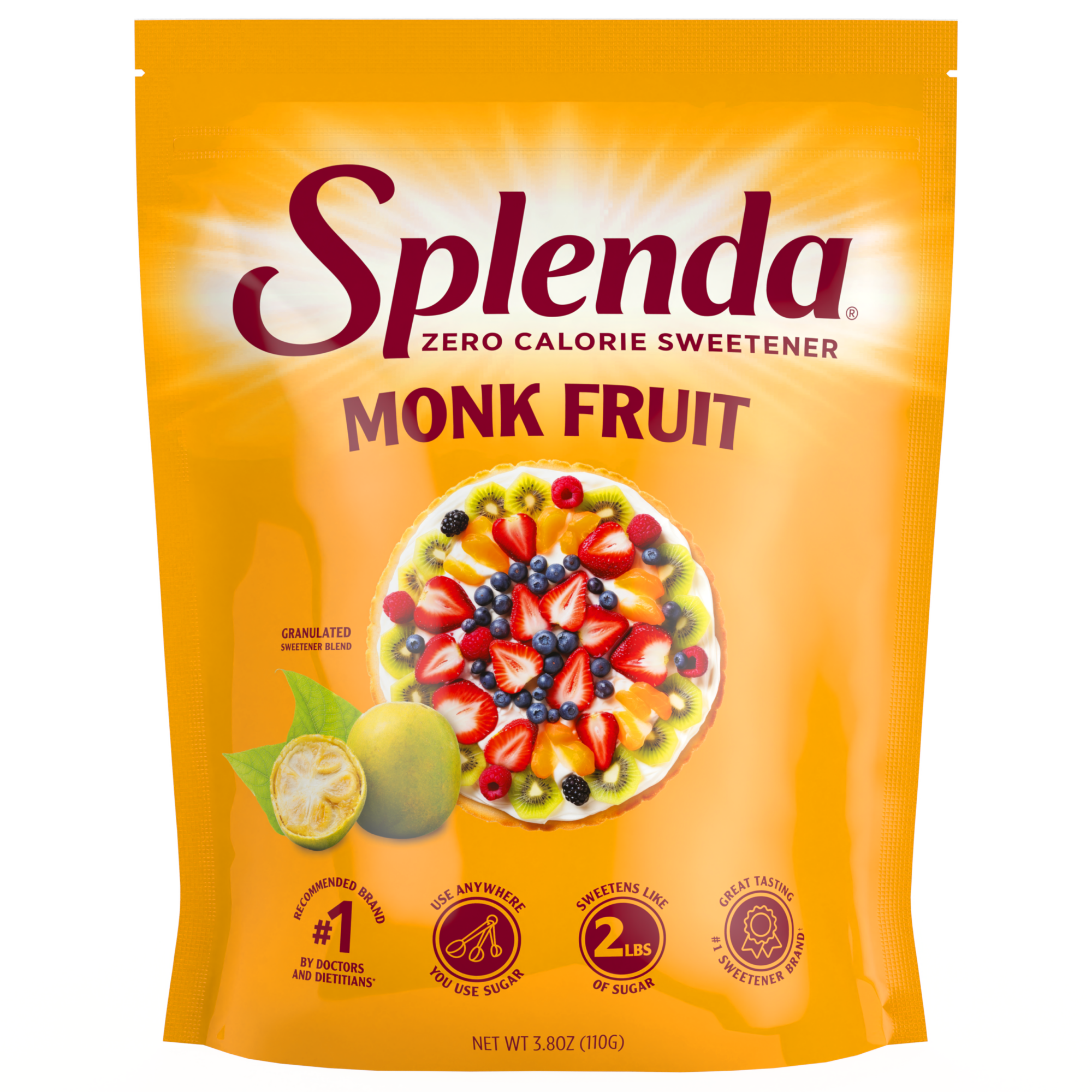 Splenda Monk Fruit Sweetener Pouch - Front