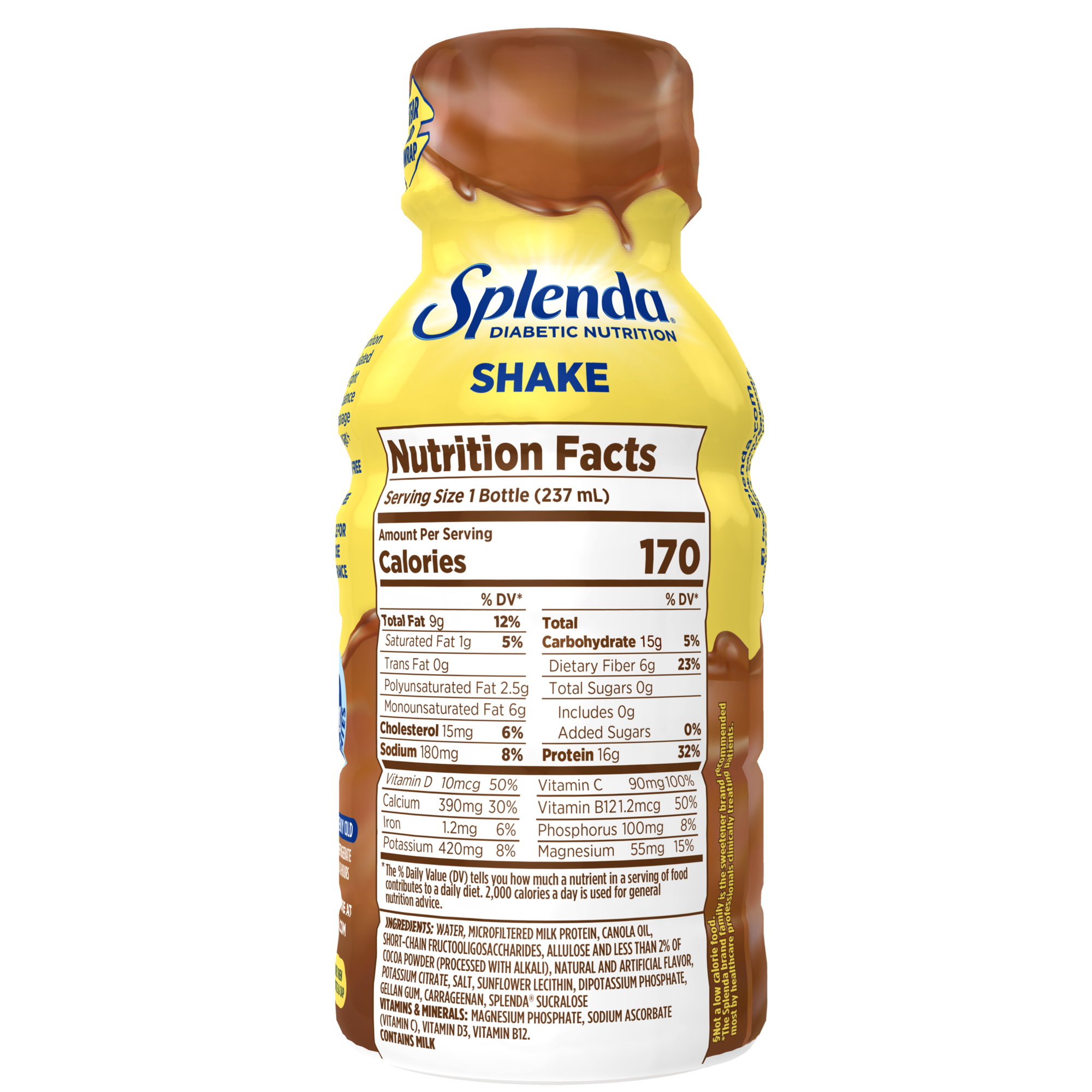 Splenda Diabetes Nutrition Shake -Milk Chocolate - Nutrition Label