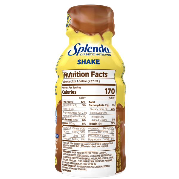 Splenda Diabetes Nutrition Shake -Milk Chocolate - Nutrition Label