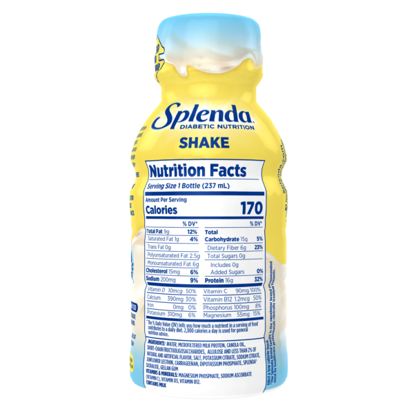 Splenda Diabetes Nutrition Shake -French Vanilla - Nutrition Label