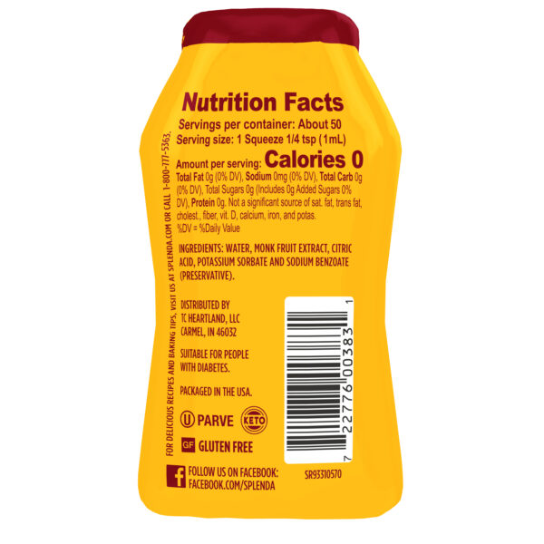 Splenda Monk Fruit Liquid 100 mL Back