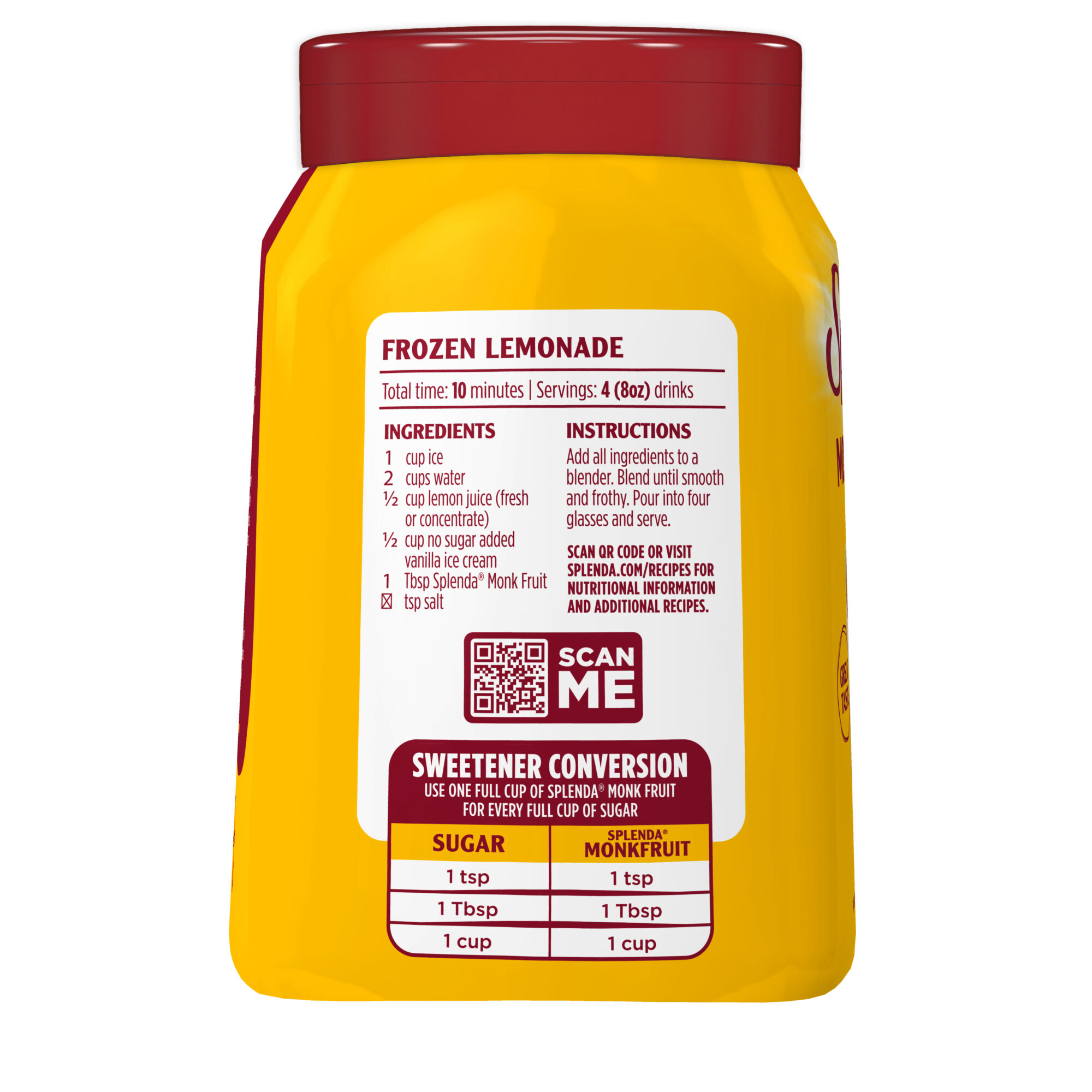 Splenda Monk Fruit Jar Conversion