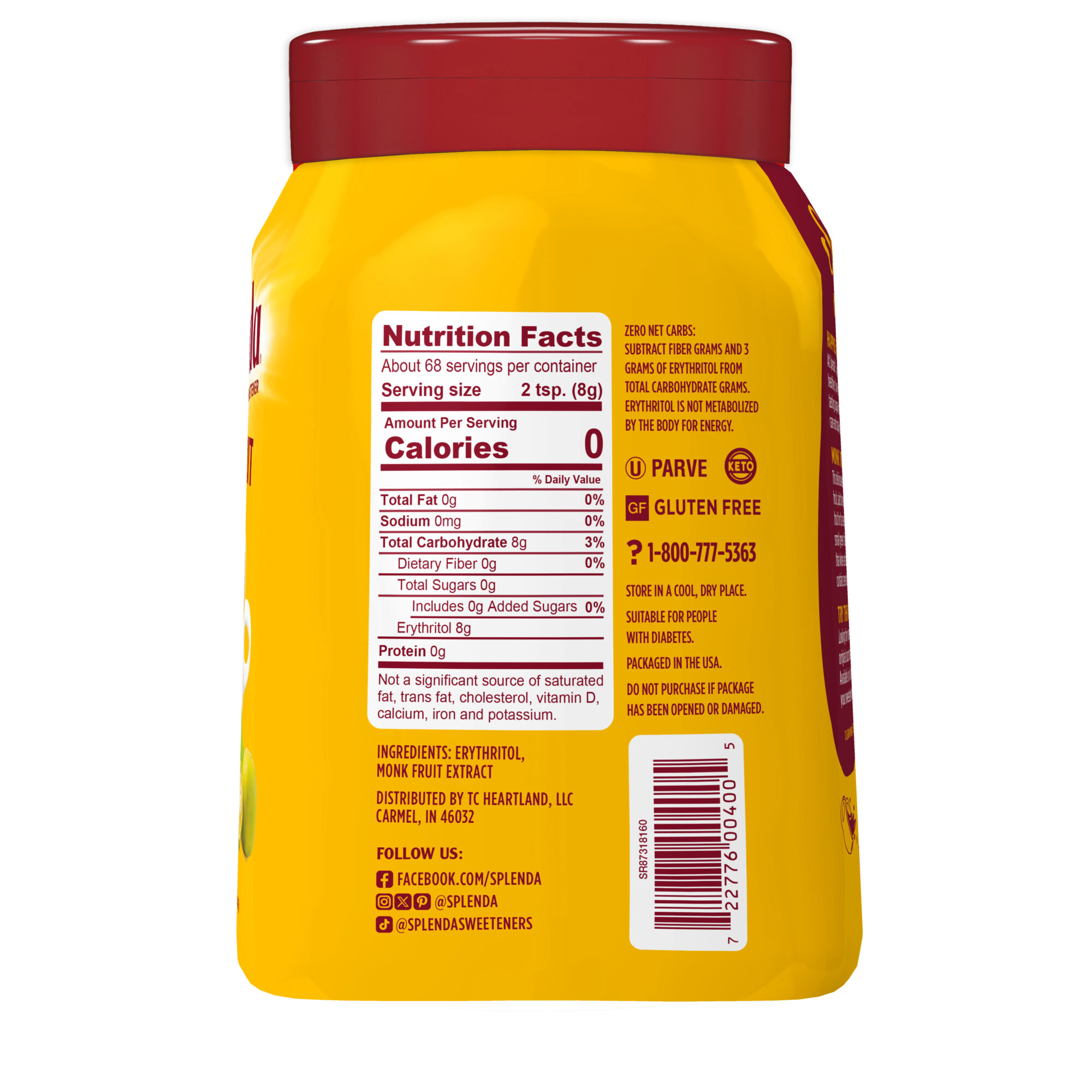 Splenda Monk Fruit Jar Nutrition