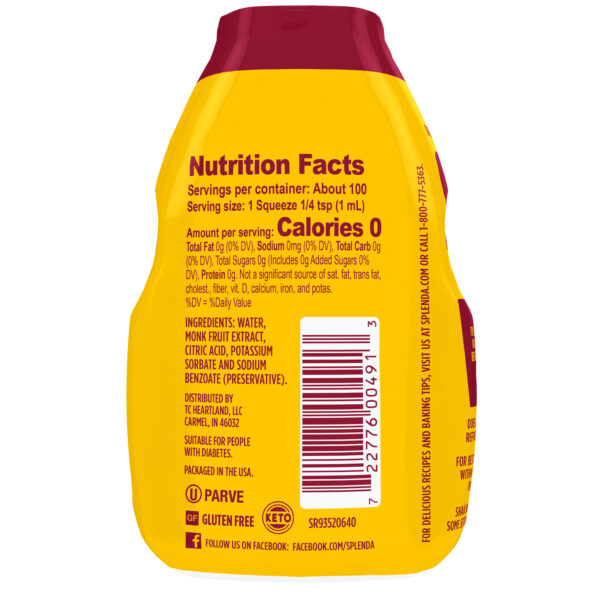 Splenda Monk Fruit Liquid 100 mL Back