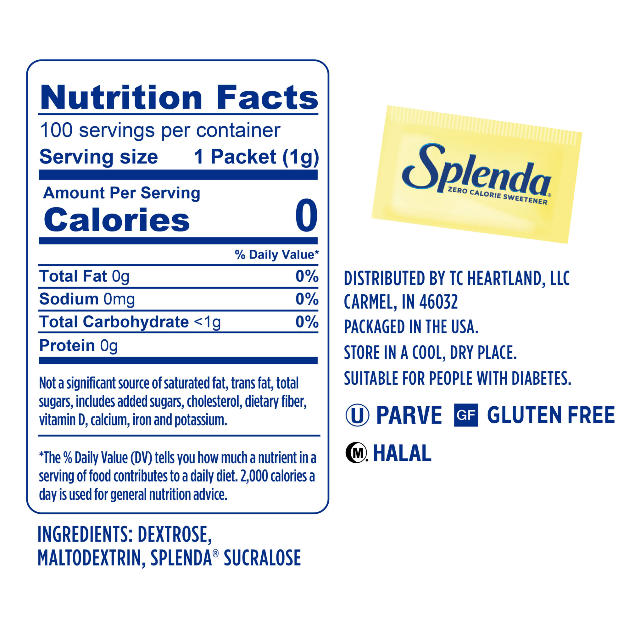 Splenda® Sweetener Packets - Nutrition