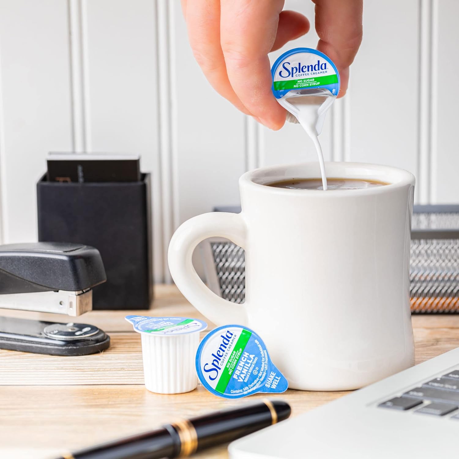 Splenda Coffee Creamer Cups Pouring