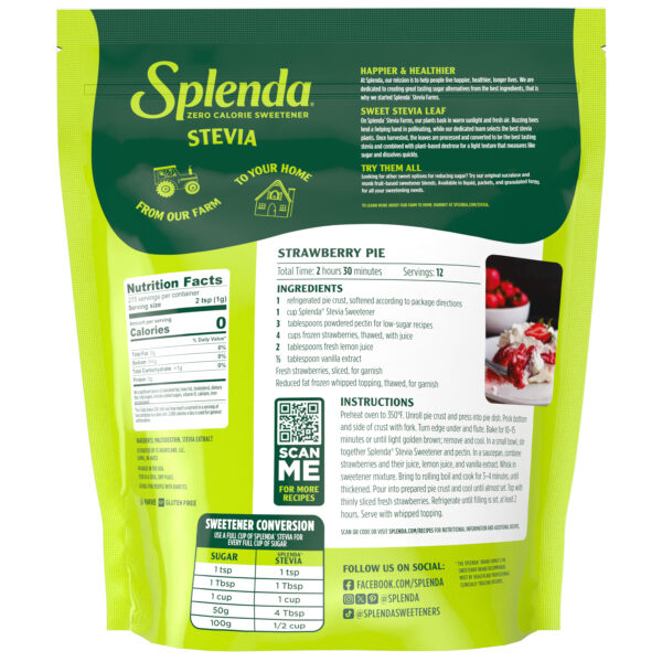 Splenda Stevia Pouch, 9.7oz Nutrition