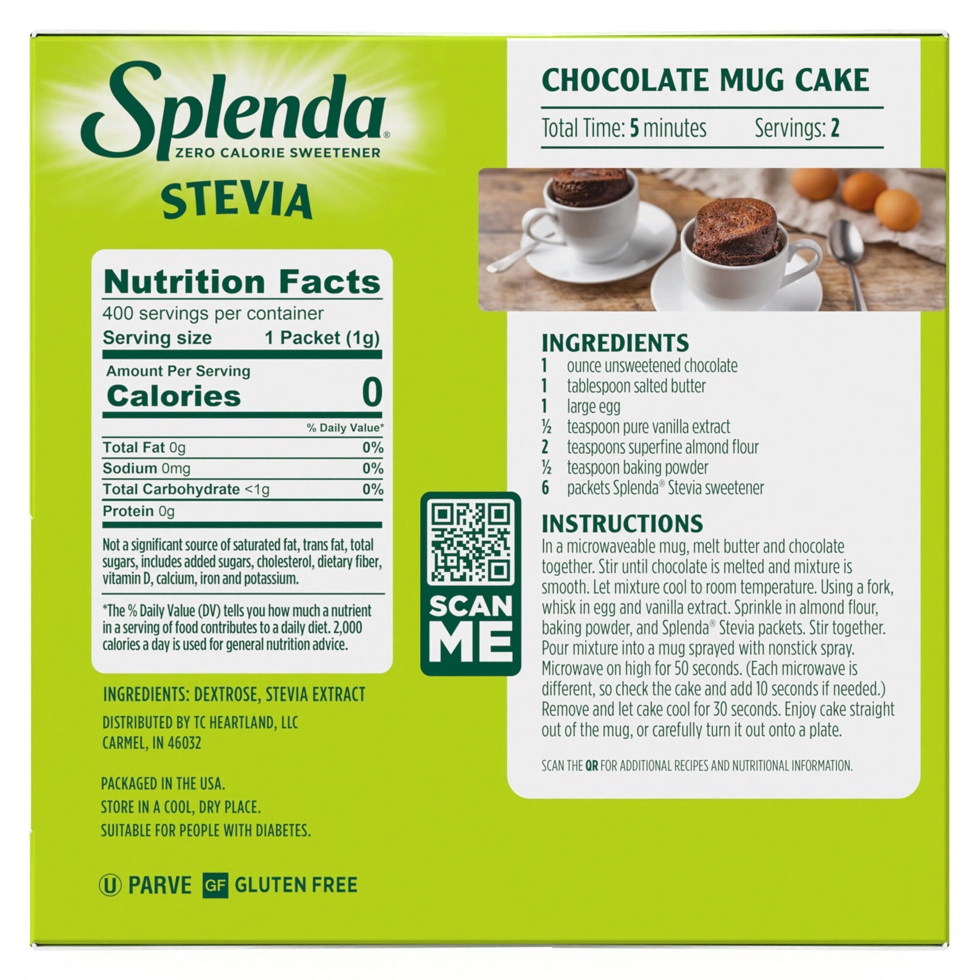 Splenda Stevia Packets 400ct Nutrition