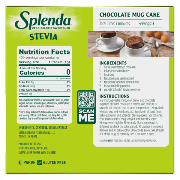 Splenda Stevia Packets 400ct Nutrition