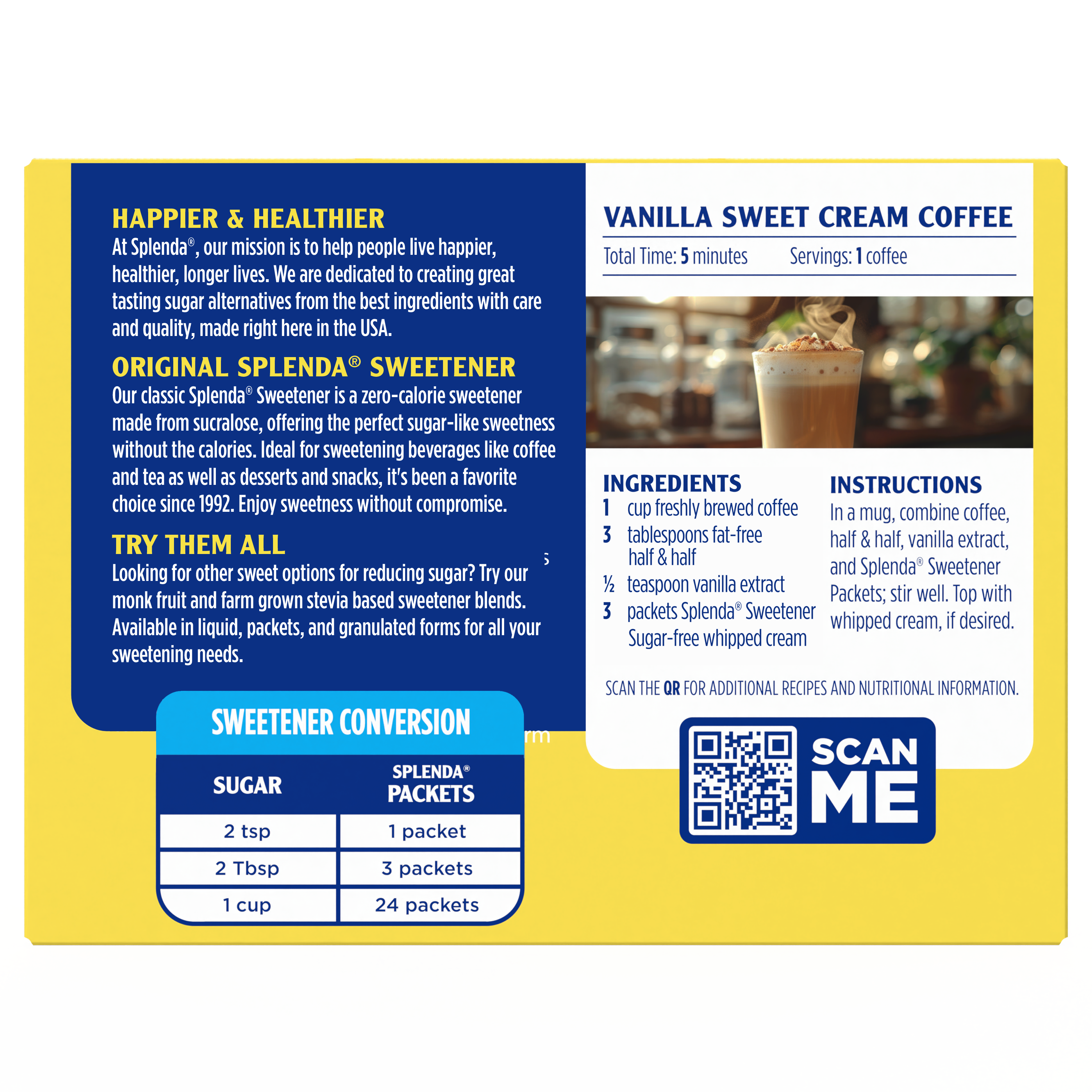 Splenda Packets 50ct Sweetener Conversion Chart