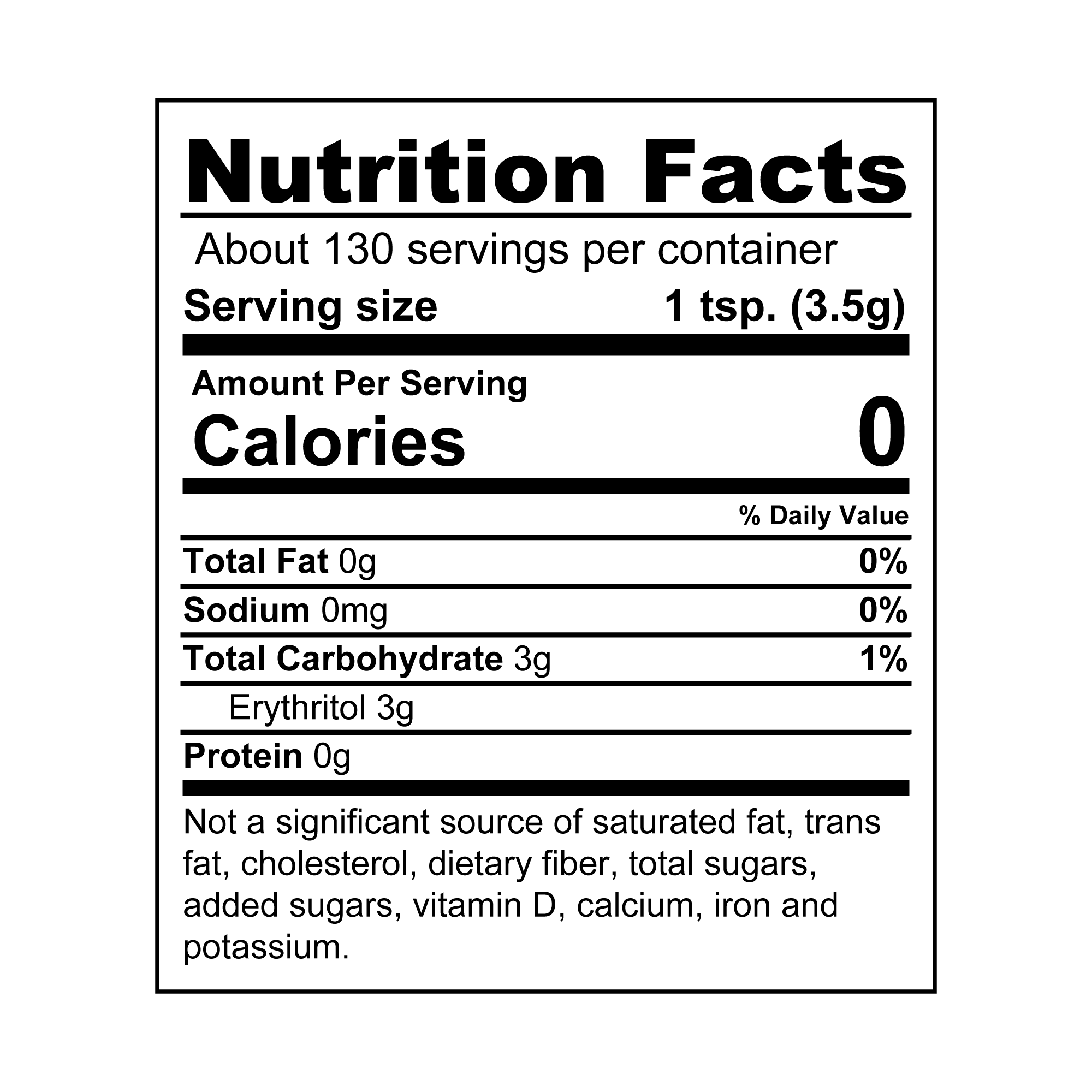 Splenda® Stevia Granulated Sweetener Nutrition