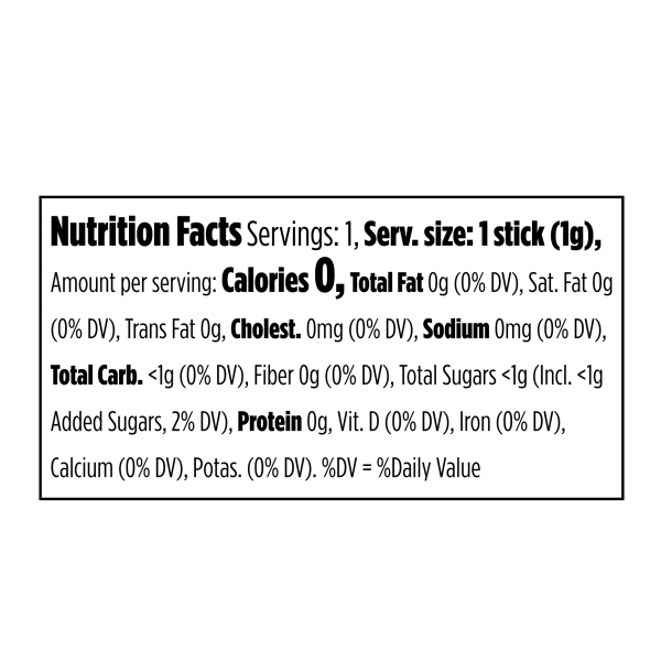 Splenda® Sweetener Sticks - Nutrition