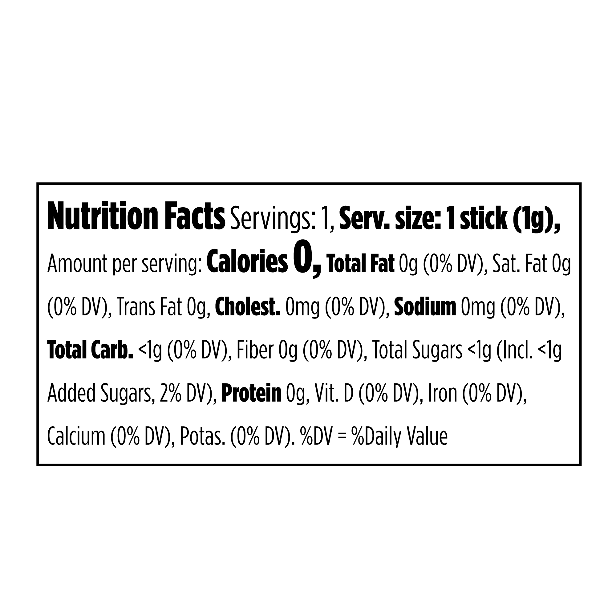 Splenda® Sweetener Sticks - Nutrition