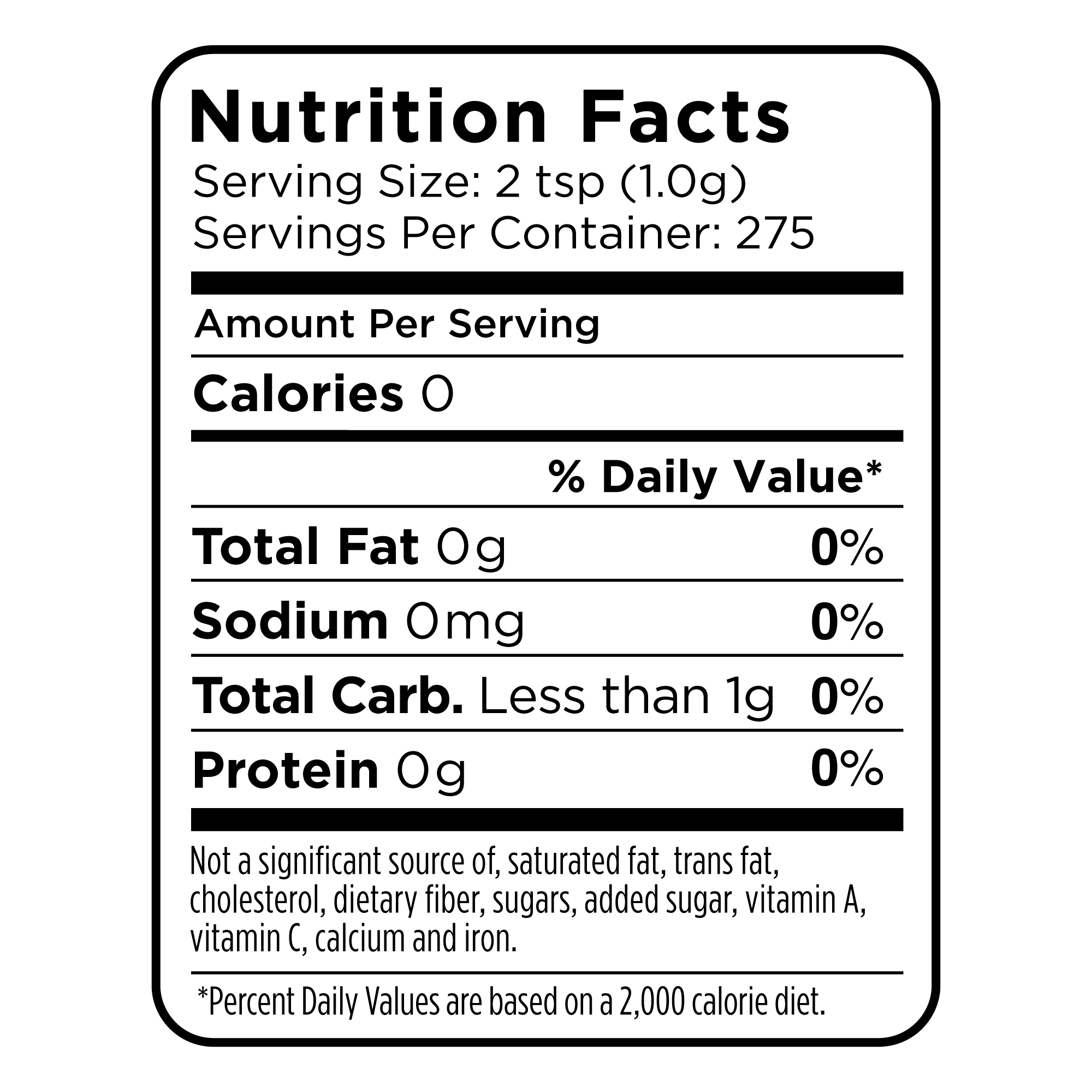 Splenda® Granulated Sweetener Nutrition