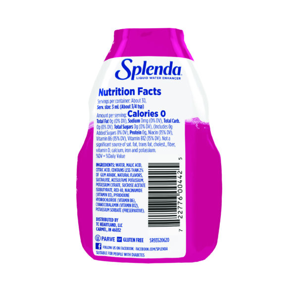 Splenda Strawberry Watermelon Liquid Water Enhancer - Back