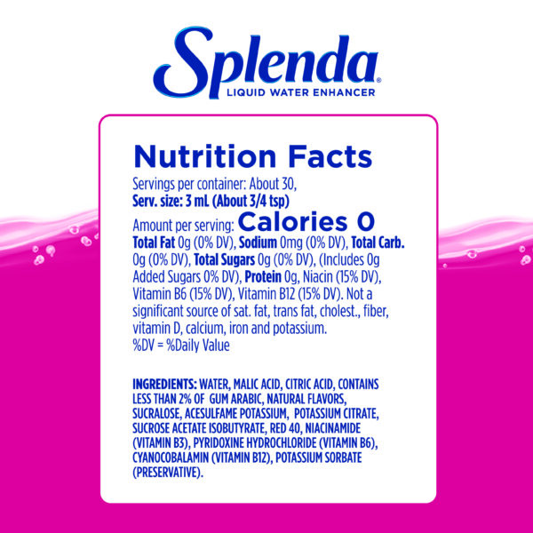 Splenda Strawberry Watermelon Liquid Water Enhancer - Nutrition Facts Panel