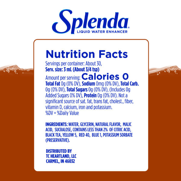 Splenda Sweet Tea Liquid Water Enhancer - Nutrition Facts Panel