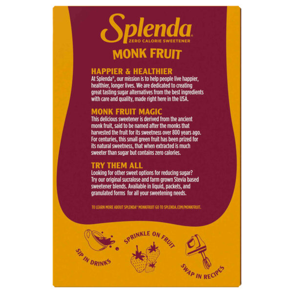 Splenda Monk Fruit Packets Back
