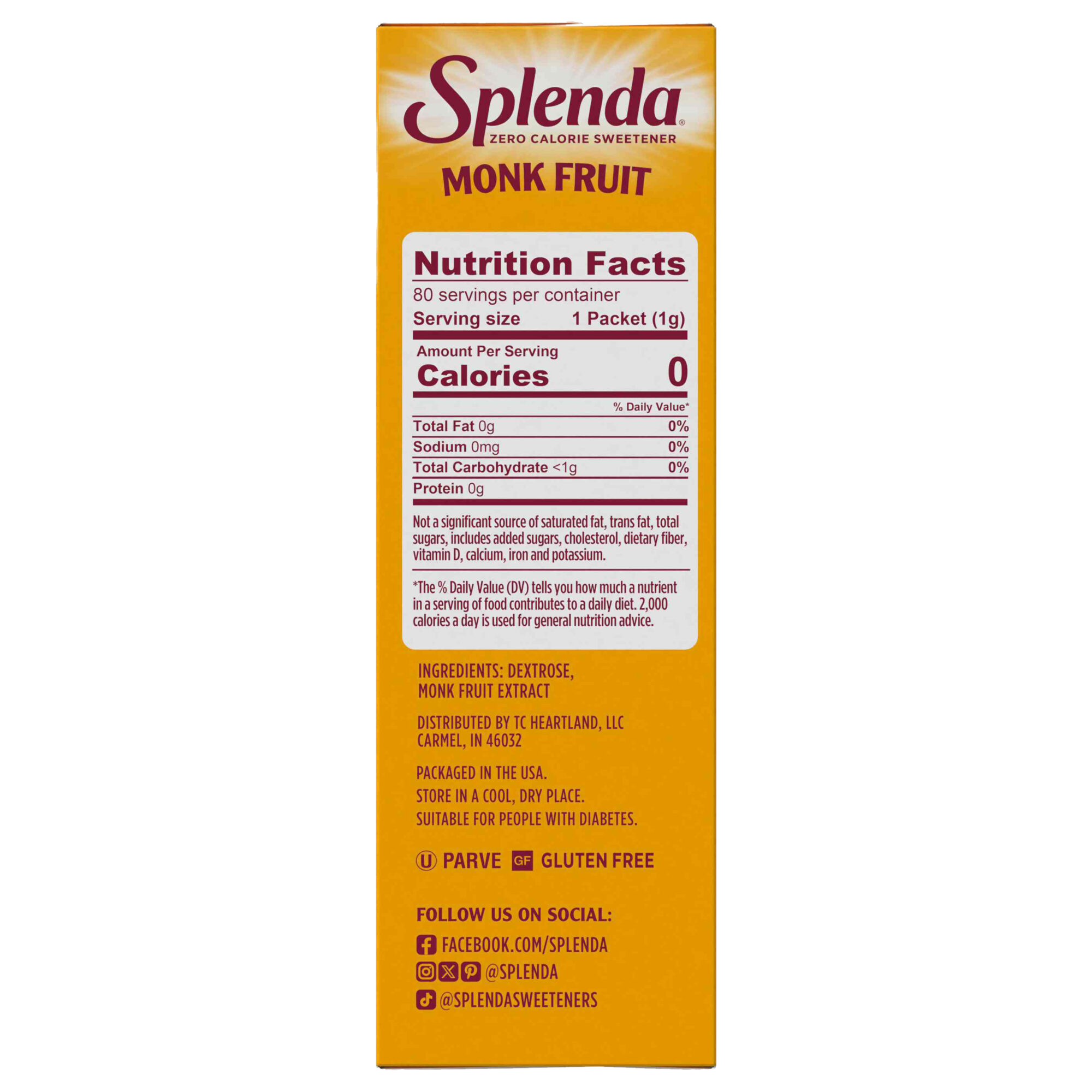 Splenda Monk Fruit Packets Nutrition