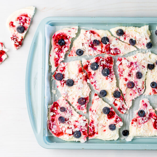 Raspberry Swirl Frozen Yogurt Bark