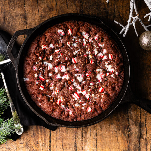 Peppermint Chocolate Skillet Cookie