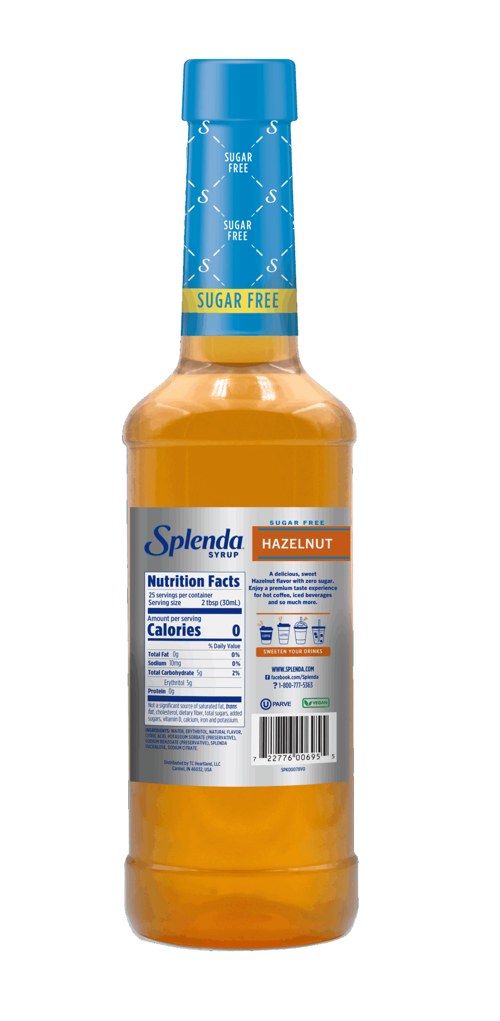 Splenda Hazelnut Sugar Free Coffee Syrup - Back