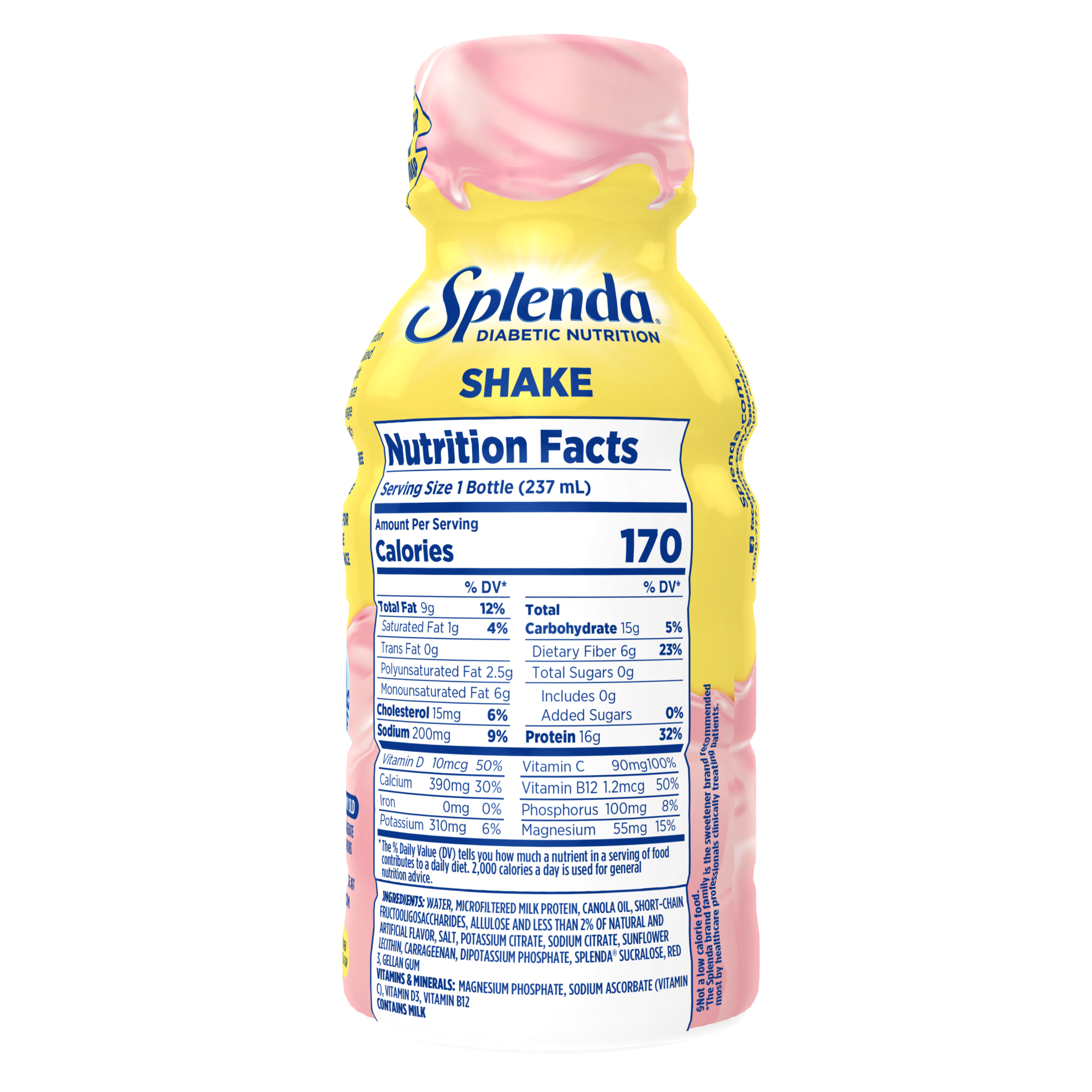 Splenda Diabetes Nutrition Shake - Strawberry Cream - Nutrition Label