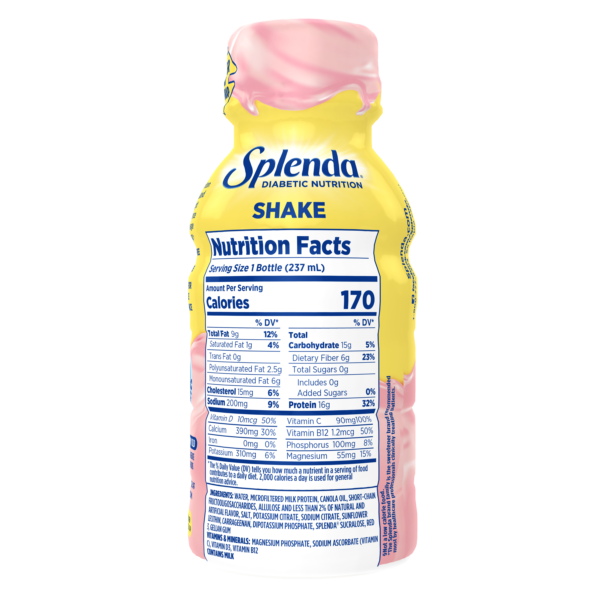Splenda Diabetes Nutrition Shake - Strawberry Cream - Nutrition Label