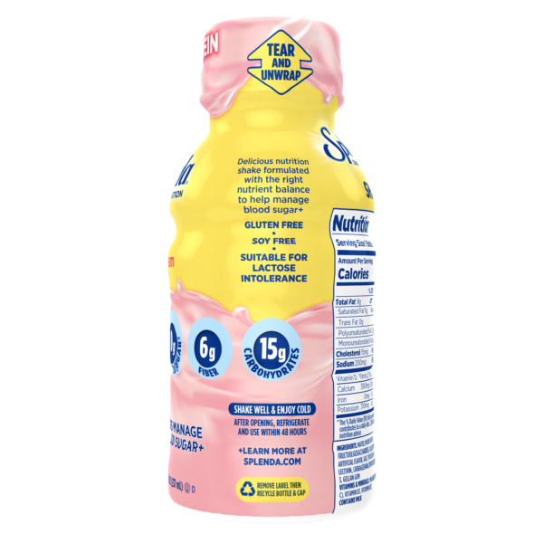 Splenda Diabetes Nutrition Shake - Strawberry Cream - Side