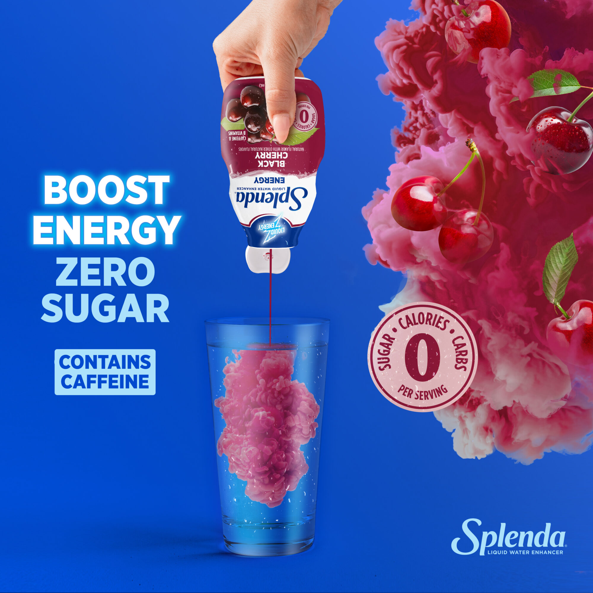 Splenda Black Cherry Liquid Water Enhancer - Boost Energy, Zero Sugar