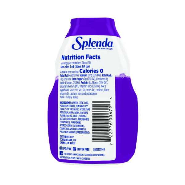 Splenda Grape Liquid Water Enhancer - Back