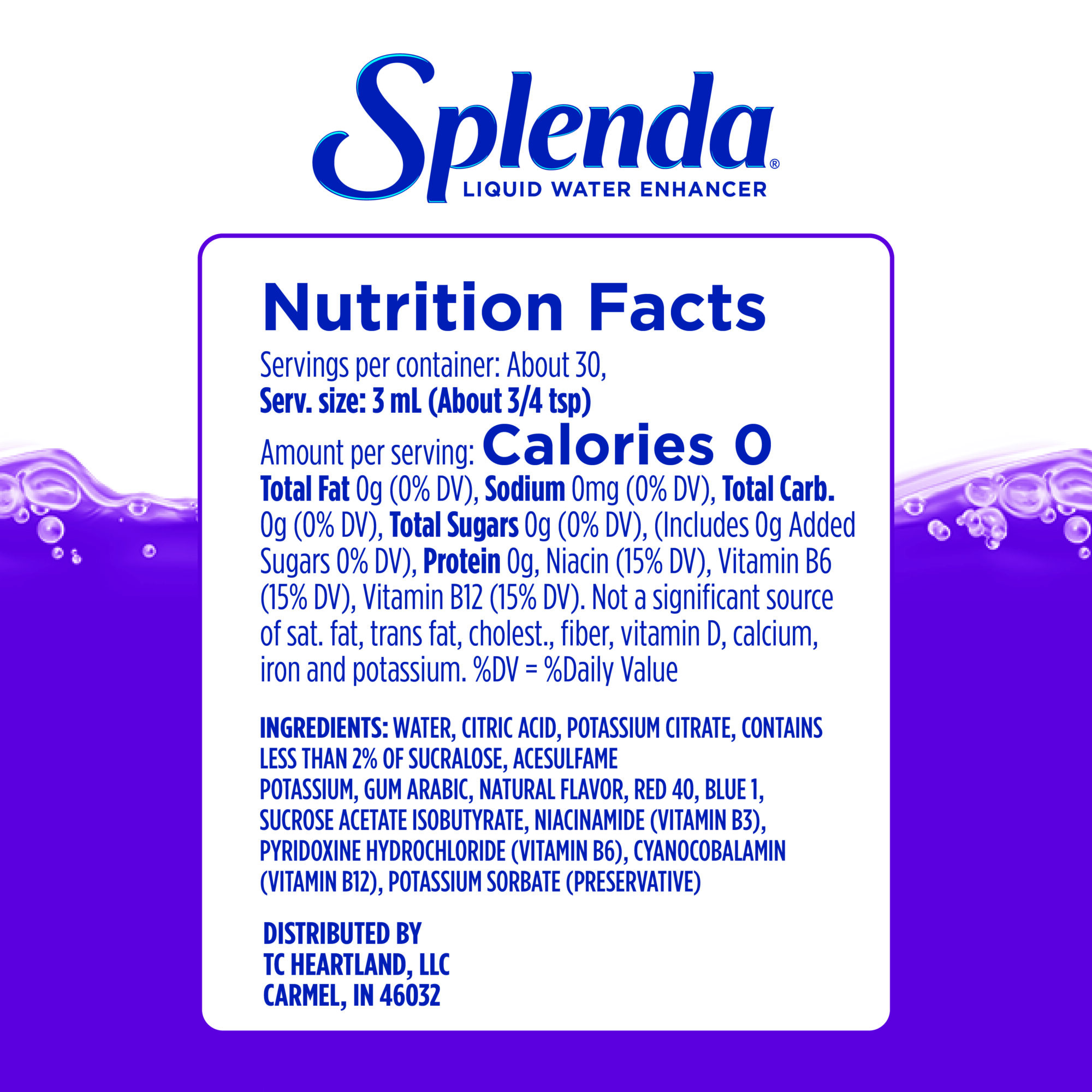 Splenda Grape Liquid Water Enhancer - Nutrition Facts Panel