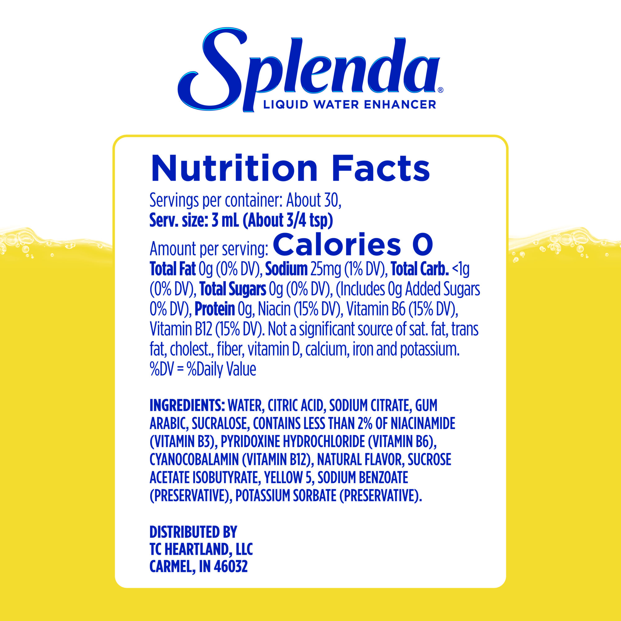 Splenda Lemonade Liquid Water Enhancer - Nutrition Facts Panel