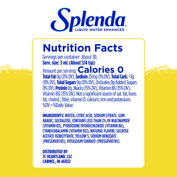 Splenda Lemonade Liquid Water Enhancer - Nutrition Facts Panel