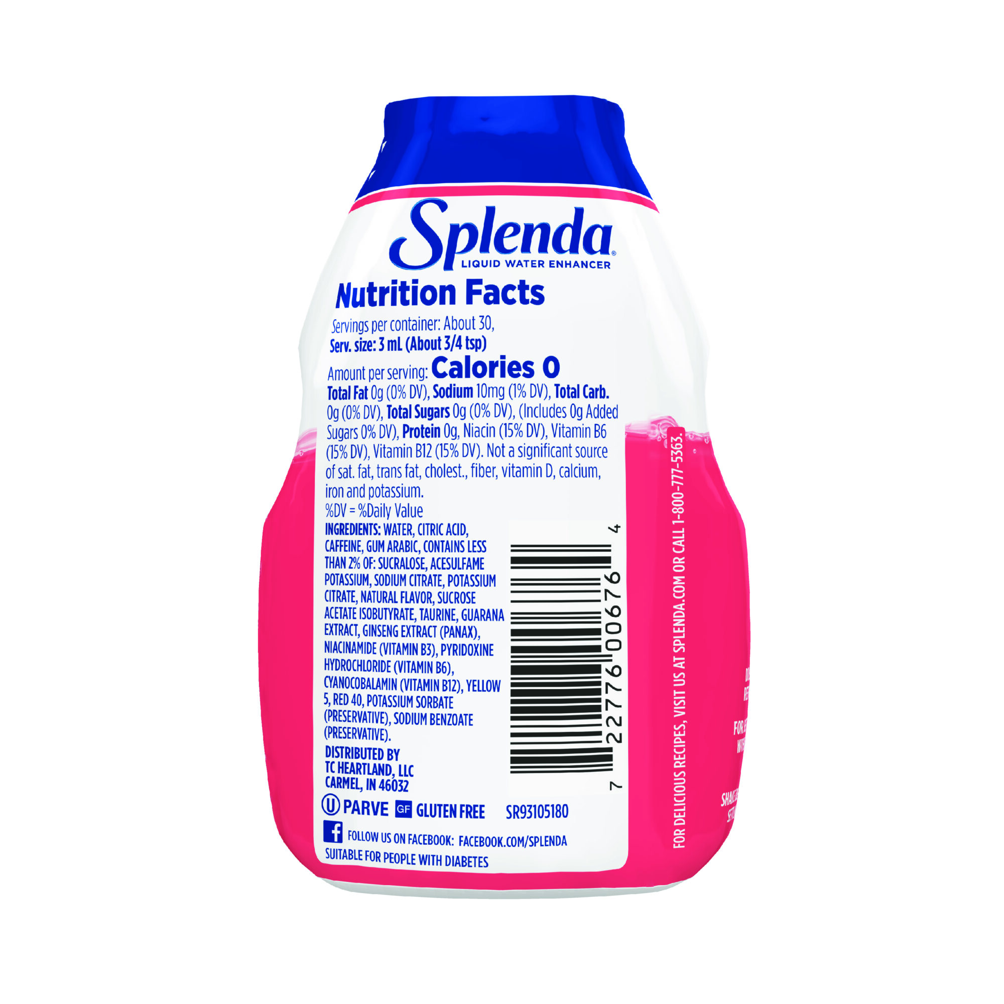 Splenda Strawberry Pineapple Liquid Water Enhancer with Energy - Back