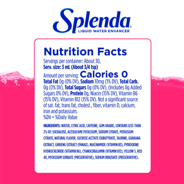 Splenda Strawberry Pineapple Liquid Water Enhancer with Energy - Nutrition Facts Panel