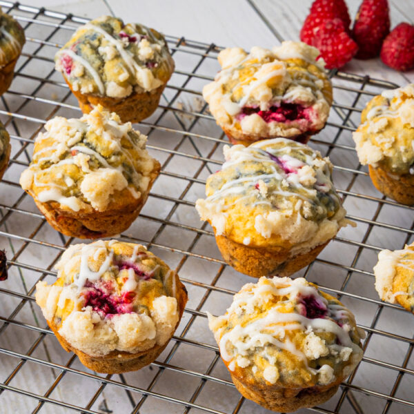 Raspberry Lemon White Chocolate Mini Muffins